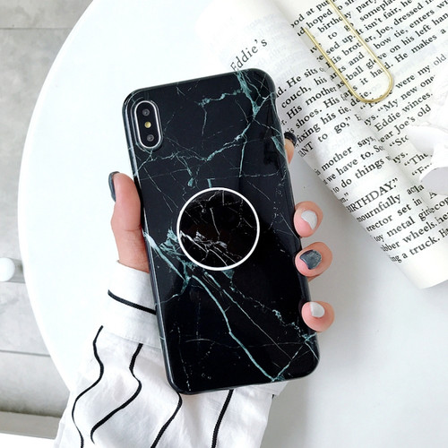 iPhone X / XS Glossy Marble Folding Bracket Anti-drop TPU Case - Z29