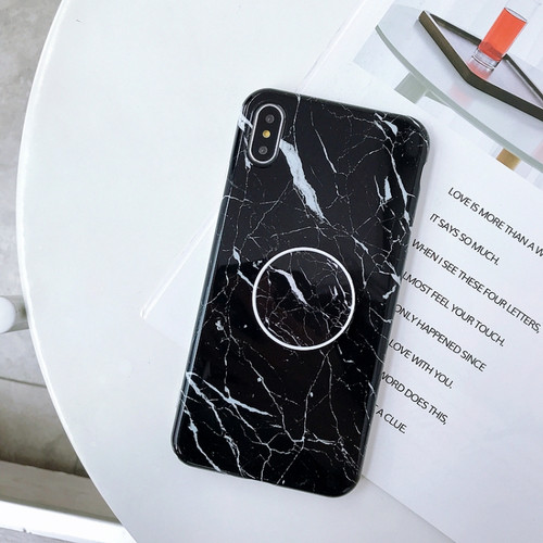 iPhone X / XS Glossy Marble Folding Bracket Anti-drop TPU Case - Z30