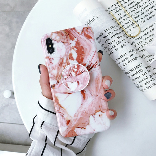 iPhone X / XS Glossy Marble Folding Bracket Anti-drop TPU Case - Z31