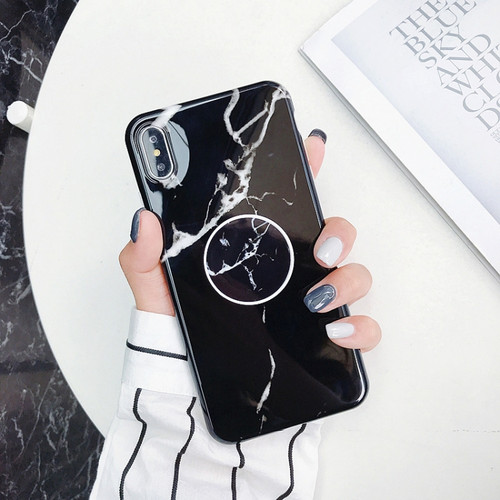 iPhone X / XS Glossy Marble Folding Bracket Anti-drop TPU Case - Z32