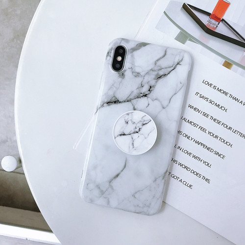 iPhone X / XS Glossy Marble Folding Bracket Anti-drop TPU Case - Z6