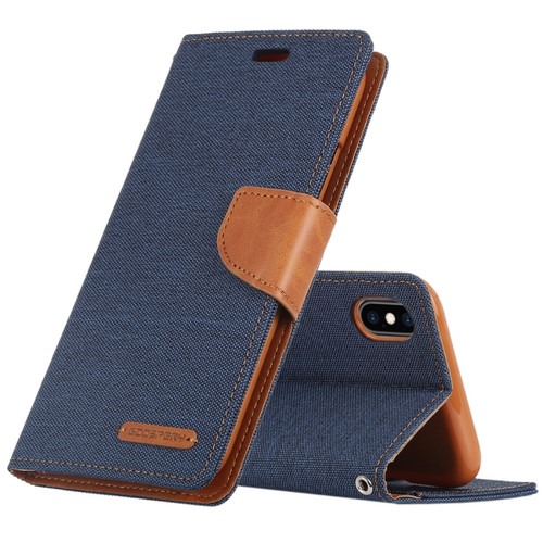 iPhone X / XS GOOSPERY CANVAS DIARY Denim Texture Horizontal Flip Leather Case with Holder & Card Slots & Wallet  - Dark Blue