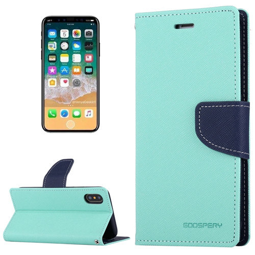iPhone X / XS GOOSPERY FANCY DIARY Cross Texture Horizontal Flip Leather Case with Card Slots & Wallet & Holder - Blue