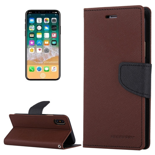 iPhone X / XS GOOSPERY FANCY DIARY Cross Texture Horizontal Flip Leather Case with Card Slots & Wallet & Holder - Brown