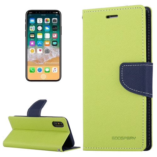 iPhone X / XS GOOSPERY FANCY DIARY Cross Texture Horizontal Flip Leather Case with Card Slots & Wallet & Holder - Green