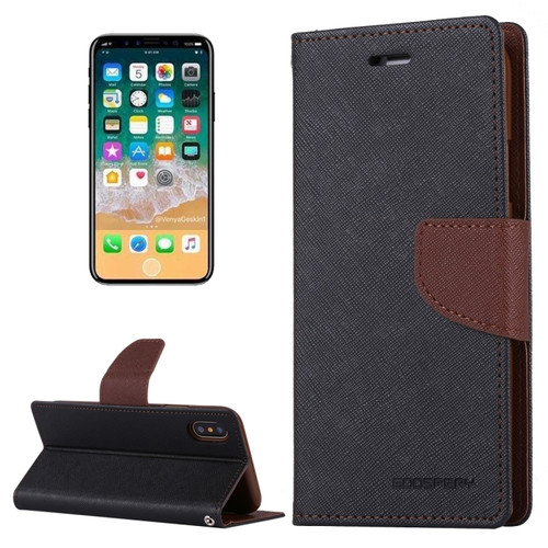iPhone X / XS GOOSPERY FANCY DIARY Cross Texture Horizontal Flip Leather Case with Card Slots & Wallet & Holder - Grey