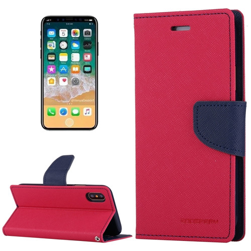 iPhone X / XS GOOSPERY FANCY DIARY Cross Texture Horizontal Flip Leather Case with Card Slots & Wallet & Holder - Magenta