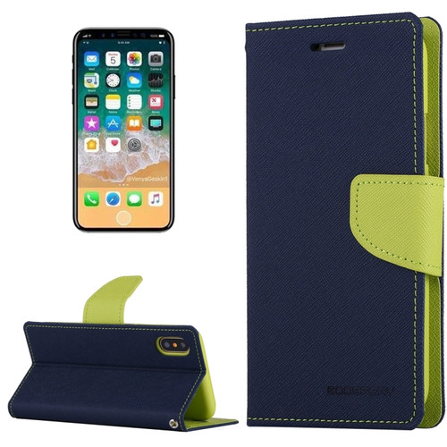 iPhone X / XS GOOSPERY FANCY DIARY Cross Texture Horizontal Flip Leather Case with Card Slots & Wallet & Holder - navy