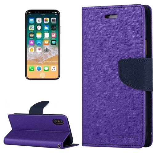 iPhone X / XS GOOSPERY FANCY DIARY Cross Texture Horizontal Flip Leather Case with Card Slots & Wallet & Holder - Purple