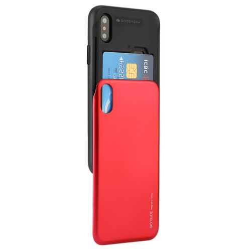 iPhone X / XS GOOSPERY TPU + PC Sky Slide Bumper Protective Back Case with Card Slots - Red