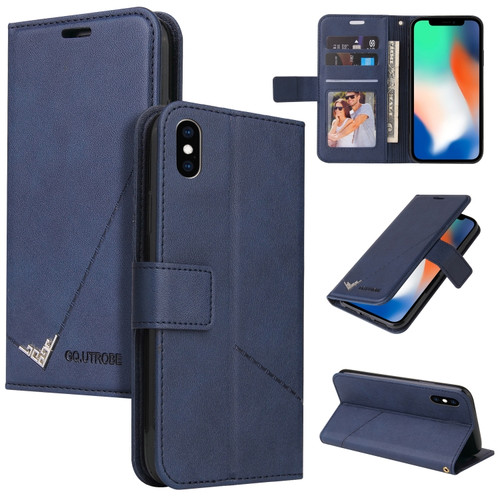 iPhone X / XS GQUTROBE Right Angle Leather Phone Case - Blue