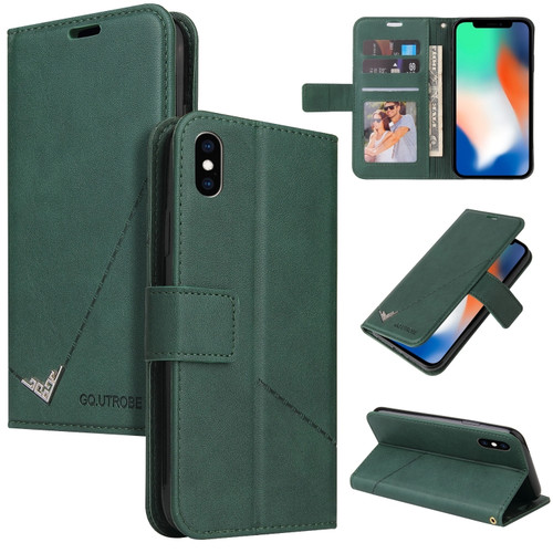 iPhone X / XS GQUTROBE Right Angle Leather Phone Case - Green