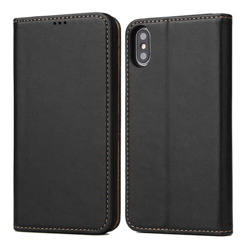 iPhone X / XS Horizontal Flip PU Leather Case with Holder & Card Slots & Wallet - Black