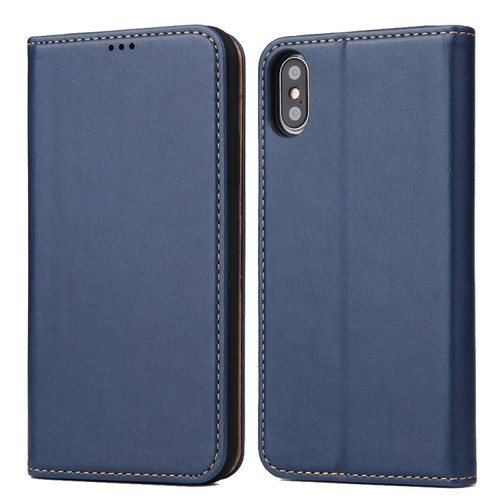 iPhone X / XS Horizontal Flip PU Leather Case with Holder & Card Slots & Wallet - Blue