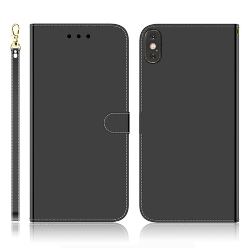 iPhone X / XS Imitated Mirror Surface Horizontal Flip Leather Case with Holder & Card Slots & Wallet & Lanyard - Black
