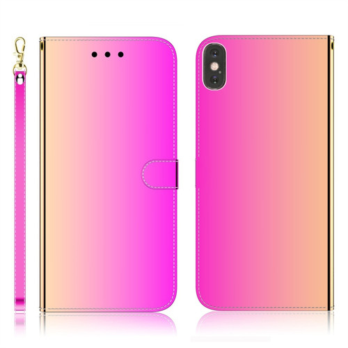 iPhone X / XS Imitated Mirror Surface Horizontal Flip Leather Case with Holder & Card Slots & Wallet & Lanyard - Gradient Color