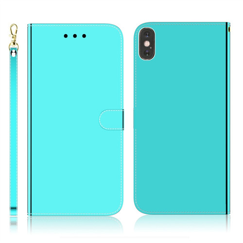 iPhone X / XS Imitated Mirror Surface Horizontal Flip Leather Case with Holder & Card Slots & Wallet & Lanyard - Mint Green