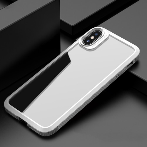 iPhone X / XS iPAKY MG Series Carbon Fiber Texture Shockproof TPU+ Transparent PC Case - White
