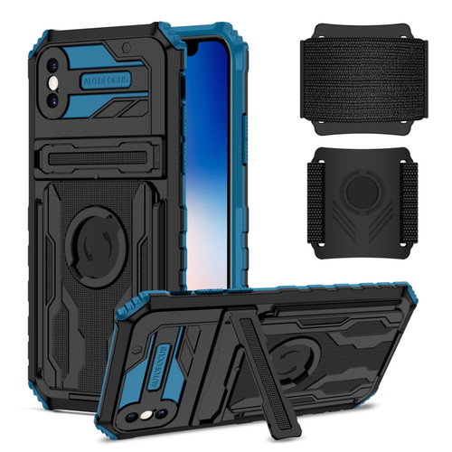 iPhone X / XS Kickstand Detachable Armband Phone Case - Blue