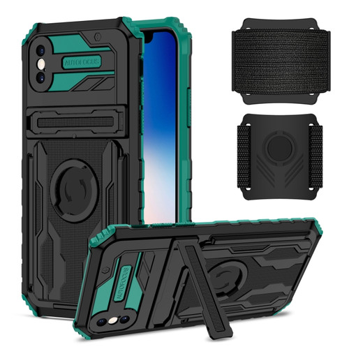 iPhone X / XS Kickstand Detachable Armband Phone Case - Deep Green