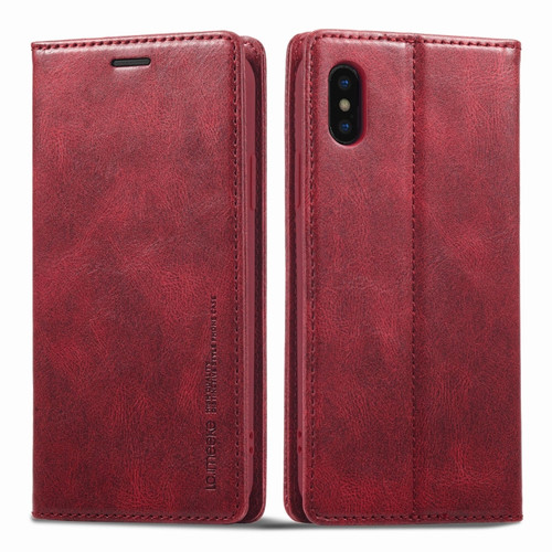 iPhone X / XS LC.IMEEKE RFID Anti-theft Leather Phone Case - Red