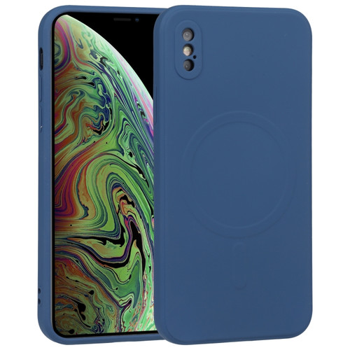 iPhone X / XS Liquid Silicone Full Coverage Shockproof Magsafe Phone Case - Dark Blue