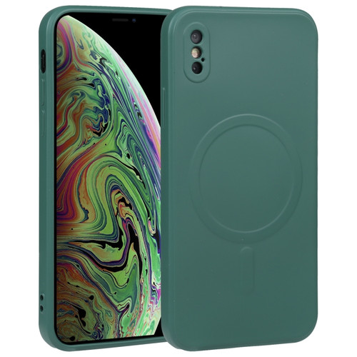 iPhone X / XS Liquid Silicone Full Coverage Shockproof Magsafe Phone Case - Deep Green