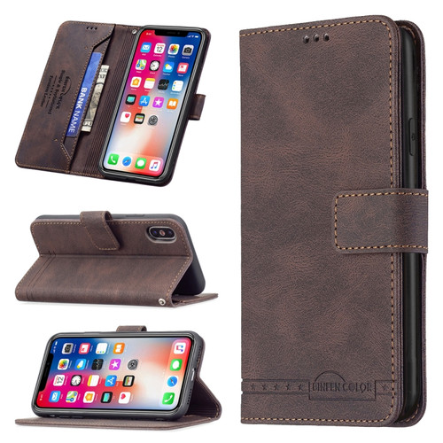 iPhone X / XS Magnetic Clasp RFID Blocking Anti-Theft Leather Case with Holder & Card Slots & Wallet - Brown
