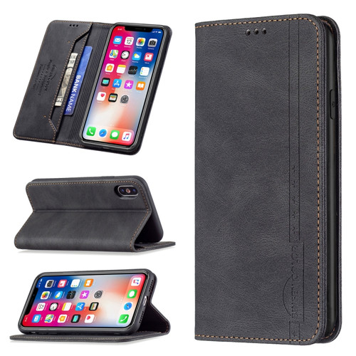 iPhone X / XS Magnetic RFID Blocking Anti-Theft Leather Case with Holder & Card Slots & Wallet - Black