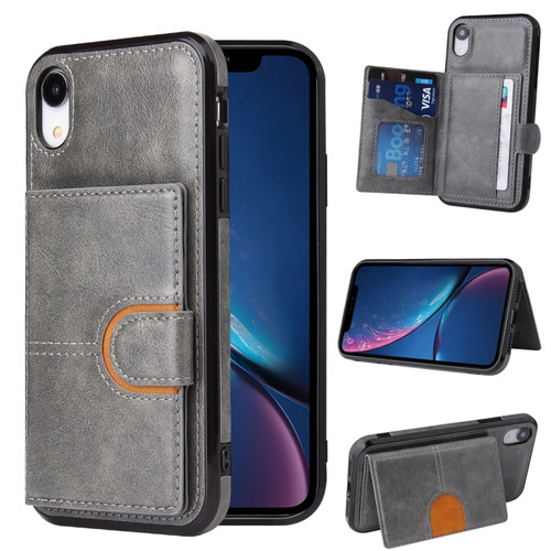 iPhone X / XS PU + TPU + PC Shockproof Back Cover Case with Card Slot & Holder - Grey