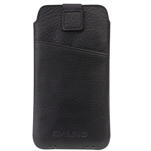 iPhone X / XS QIALINO Nappa Texture Top-grain Leather Liner Bag with Card Slots - Black