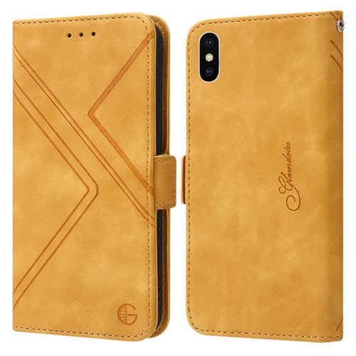 iPhone X / XS RFID Geometric Line Flip Leather Phone Case - Yellow
