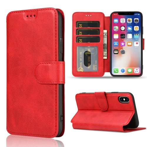 iPhone X / XS Shockproof PU + TPU Leather Phone Case - Red