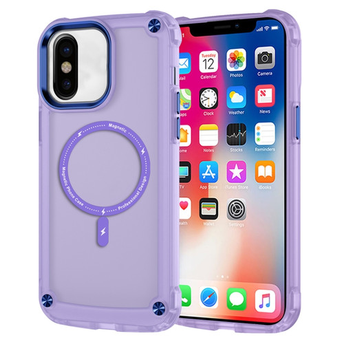 iPhone X / XS Skin Feel TPU + PC MagSafe Magnetic Phone Case - Transparent Purple