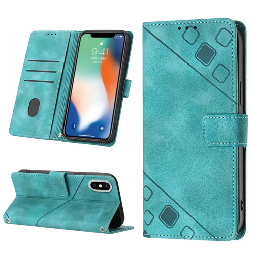 iPhone X / XS Skin-feel Embossed Leather Phone Case - Green