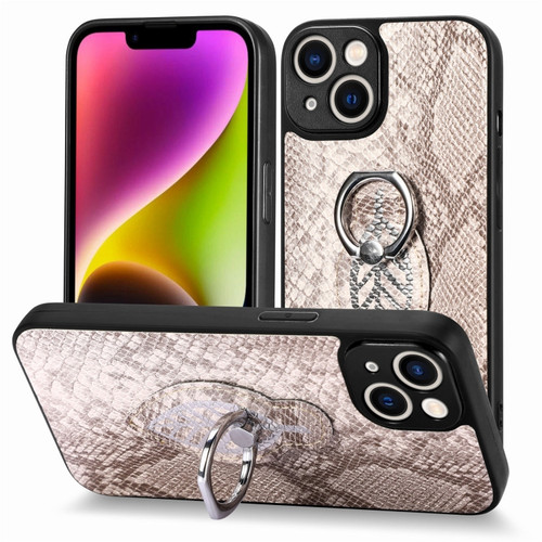 iPhone X / XS Snakeskin Leather Back Cover Ring Phone Case - Gray