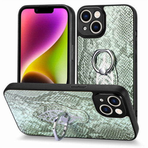 iPhone X / XS Snakeskin Leather Back Cover Ring Phone Case - Green
