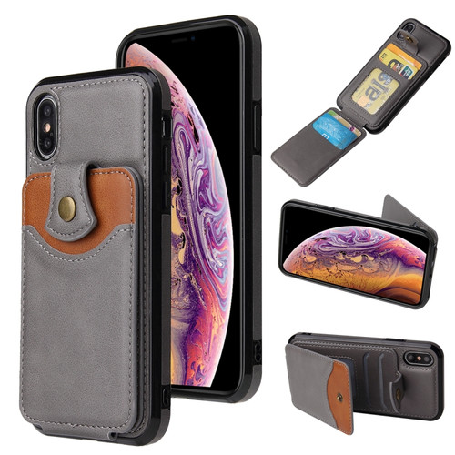 iPhone X / XS Soft Skin Leather Wallet Bag Phone Case - Grey