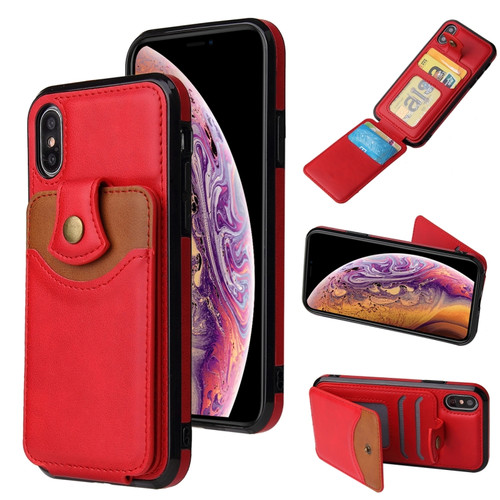 iPhone X / XS Soft Skin Leather Wallet Bag Phone Case - Red