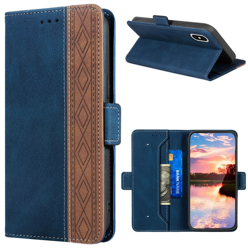 iPhone X / XS Stitching Magnetic RFID Leather Case - Royal Blue