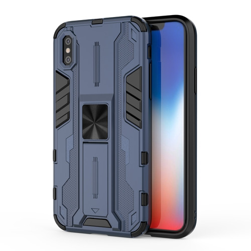 iPhone X / XS Supersonic PC + TPU Shock-proof Protective Case with Holder - Dark Blue