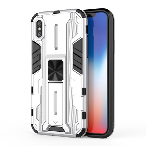 iPhone X / XS Supersonic PC + TPU Shock-proof Protective Case with Holder - Silver