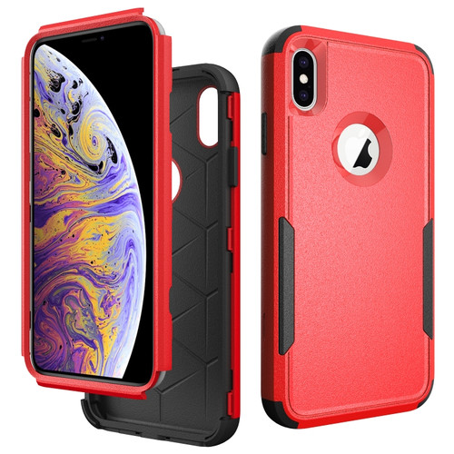 iPhone X / XS TPU + PC Shockproof Protective Case - Red + Black