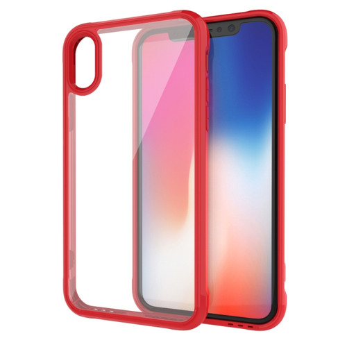iPhone X / XS Transparent Acrylic + TPU Airbag Shockproof Case  - Red