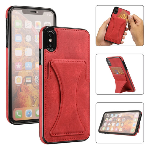 iPhone X / XS Ultra-thin Shockproof Protective Case with Holder & Metal Magnetic Function - Red