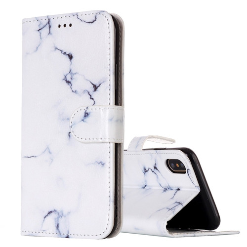 iPhone X / XS White Marble Pattern Horizontal Flip Leather Case with Holder & Card Slots & Wallet