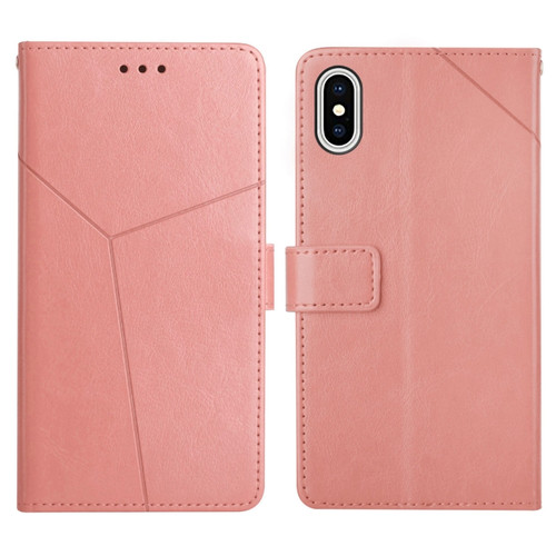 iPhone X / XS Y Stitching Horizontal Flip Leather Phone Case with Holder & Card Slots & Wallet & Photo Frame - Rose Gold