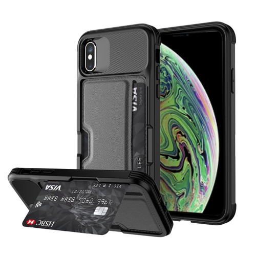 iPhone X / XS ZM02 Card Slot Holder Phone Case - Black