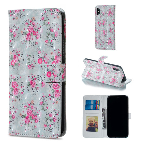 iPhone X Rose Pattern Horizontal Flip Leather Case with Holder & Card Slots & Photo Frame & Wallet