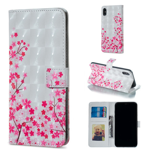 iPhone X Sakura Pattern Horizontal Flip Leather Case with Holder & Card Slots & Photo Frame & Wallet